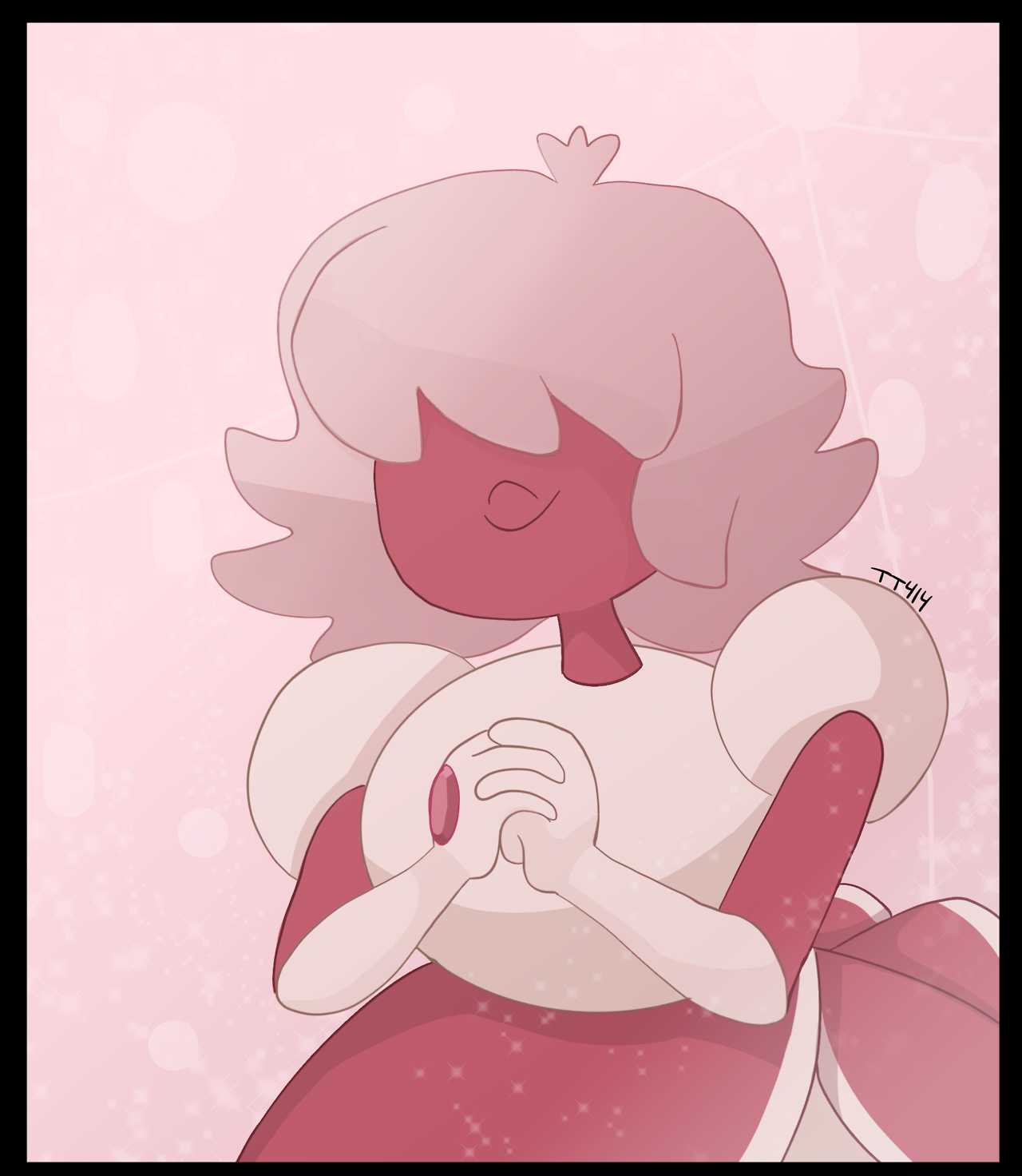she is my absolute fav now. Like JUST LOOK AT HER!!! She’s so cute and she’s so sweet and- Anyways, I know this is super late buuuut whatever Rose Quartz© Rebecca Sugar Art © @tea-leaves-art-stuff