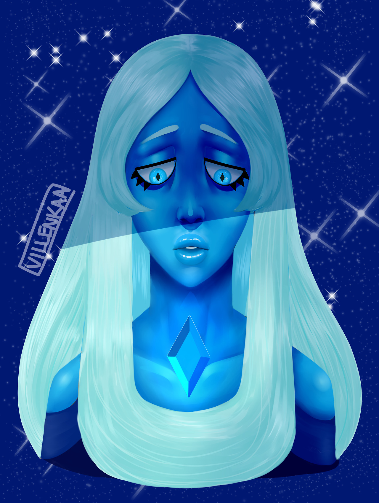 my paint skills are a little rusty rip but i love blue diamond she’s my queen