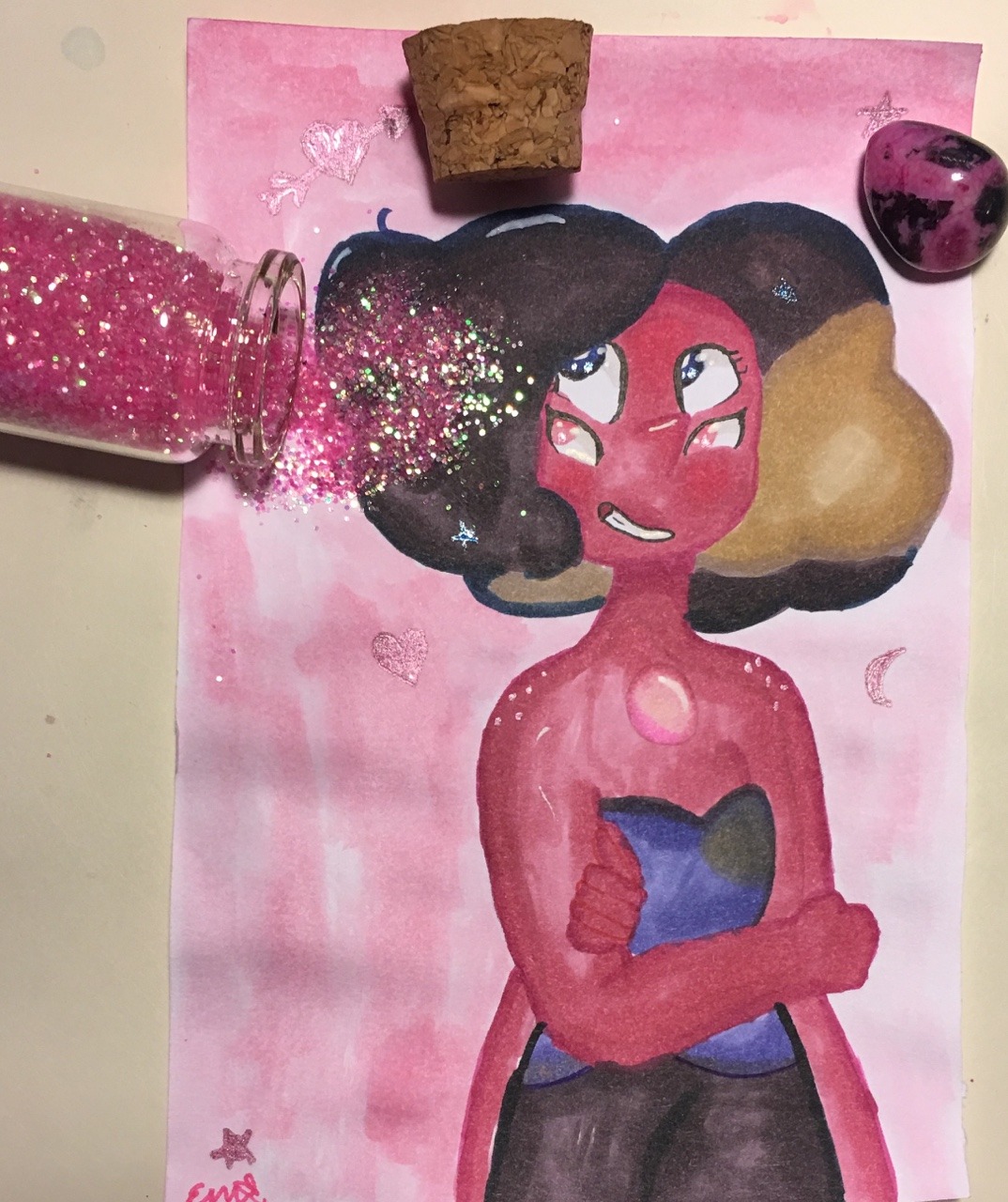 Here’s a rhodonite painting I did! I’m p proud of this.