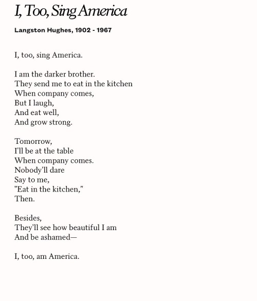 Langston hughes i too sing america essay