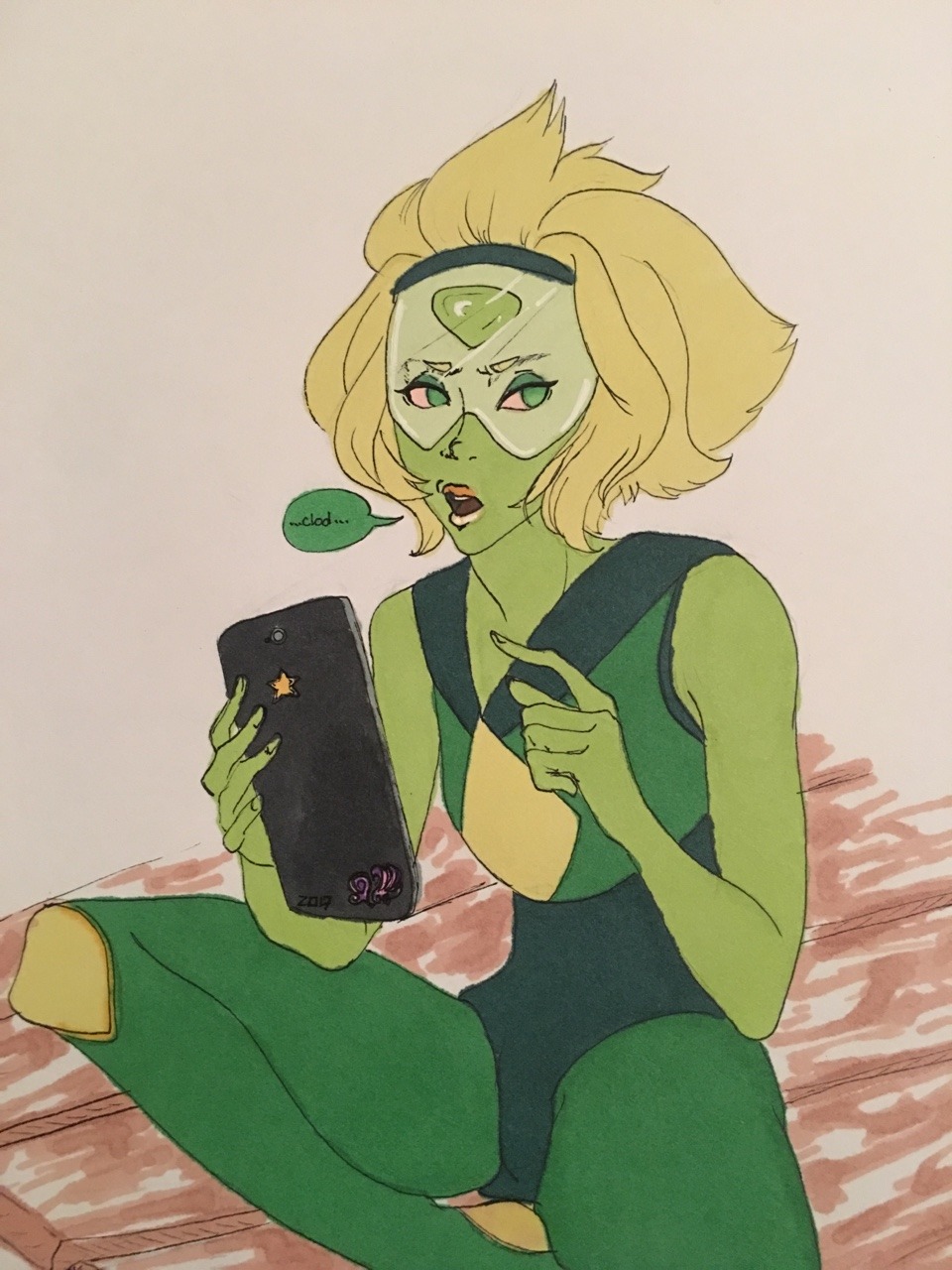 Peridot from Steven Universe Just a quick doodle and slapped some color on there. An excuse to use my green markers. I didn’t think I’d like her character from a first glance, (mostly because of other...