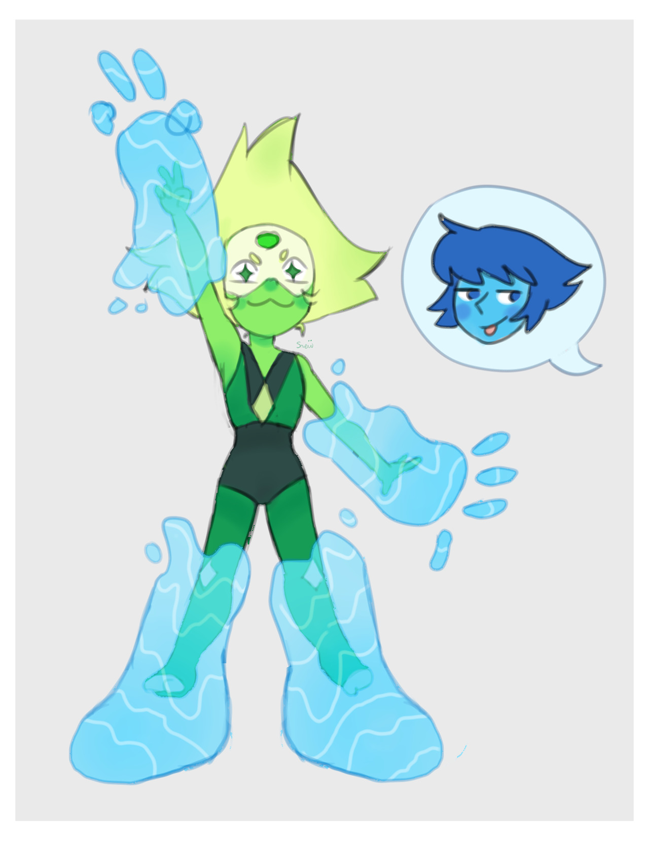 peridot missed her limb enhances, so lapis made her a little gift ԅ(≖‿≖)