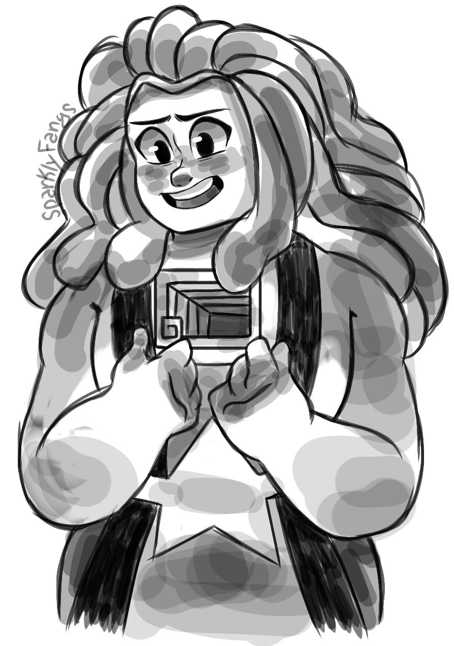 SU character suggestion I decided to draw Bismuth bc i wanted to practice a little bit… also i forgot the tatoo, but i’m nit doing it because i’m lazy and sleepy…