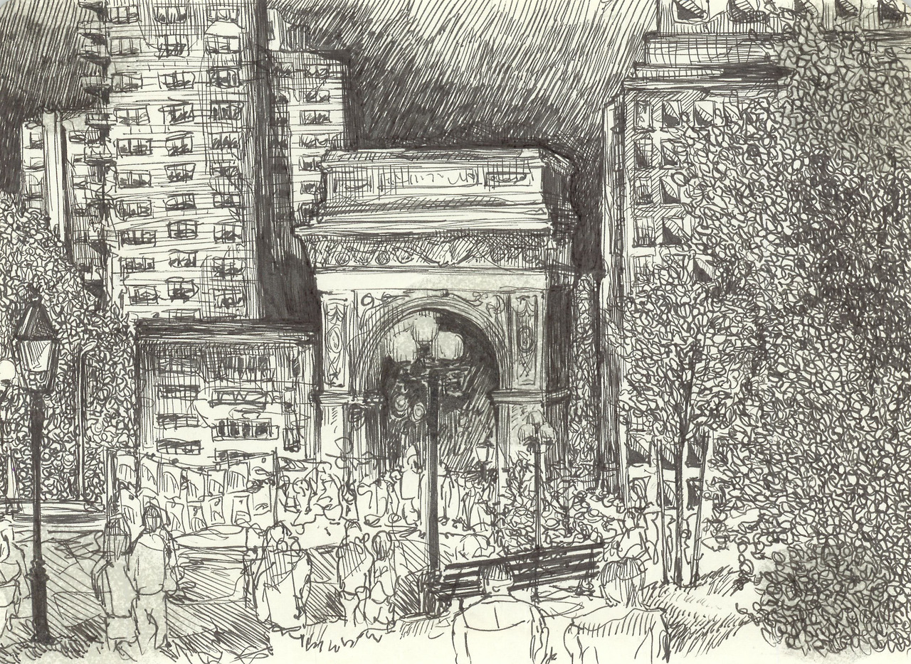 Drawing of Washington Square Park / tumblr / etsy