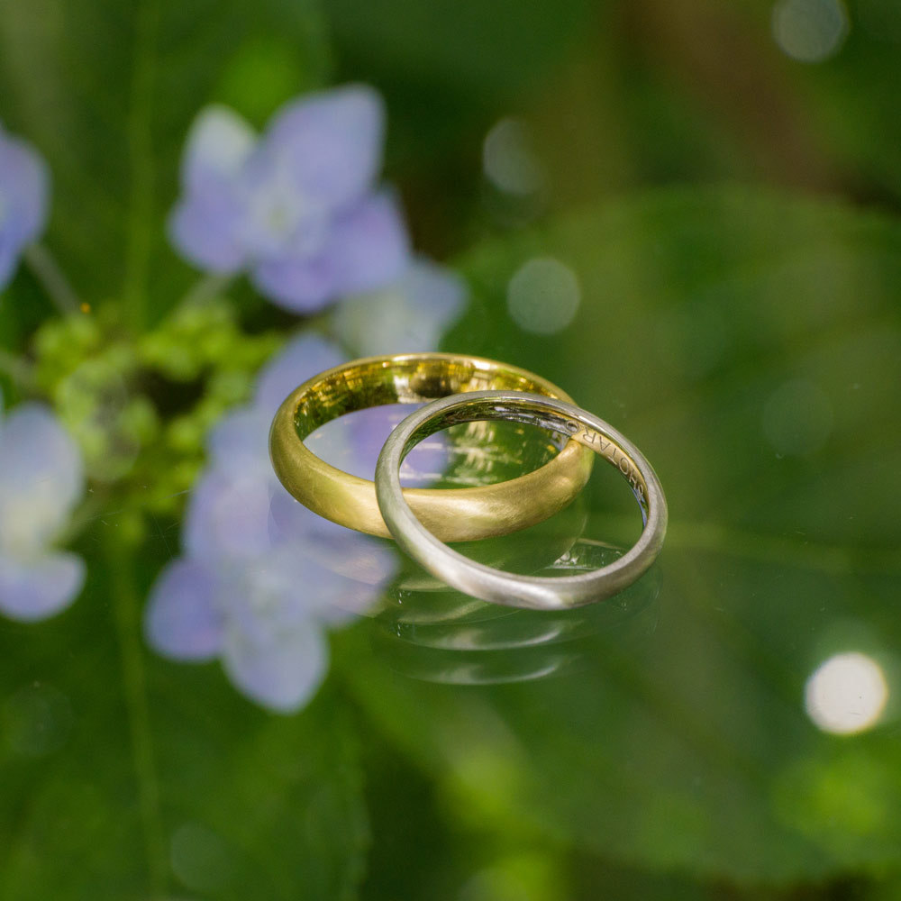 屋久島でつくる結婚指輪　シャンパンゴールド、プラチナ