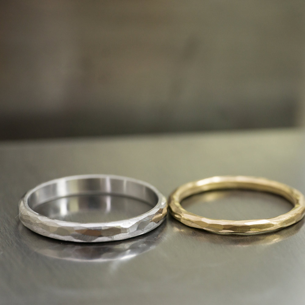 ハンドメイドのマリッジリング　プラチナ、ゴールド　屋久島で作る結婚指輪