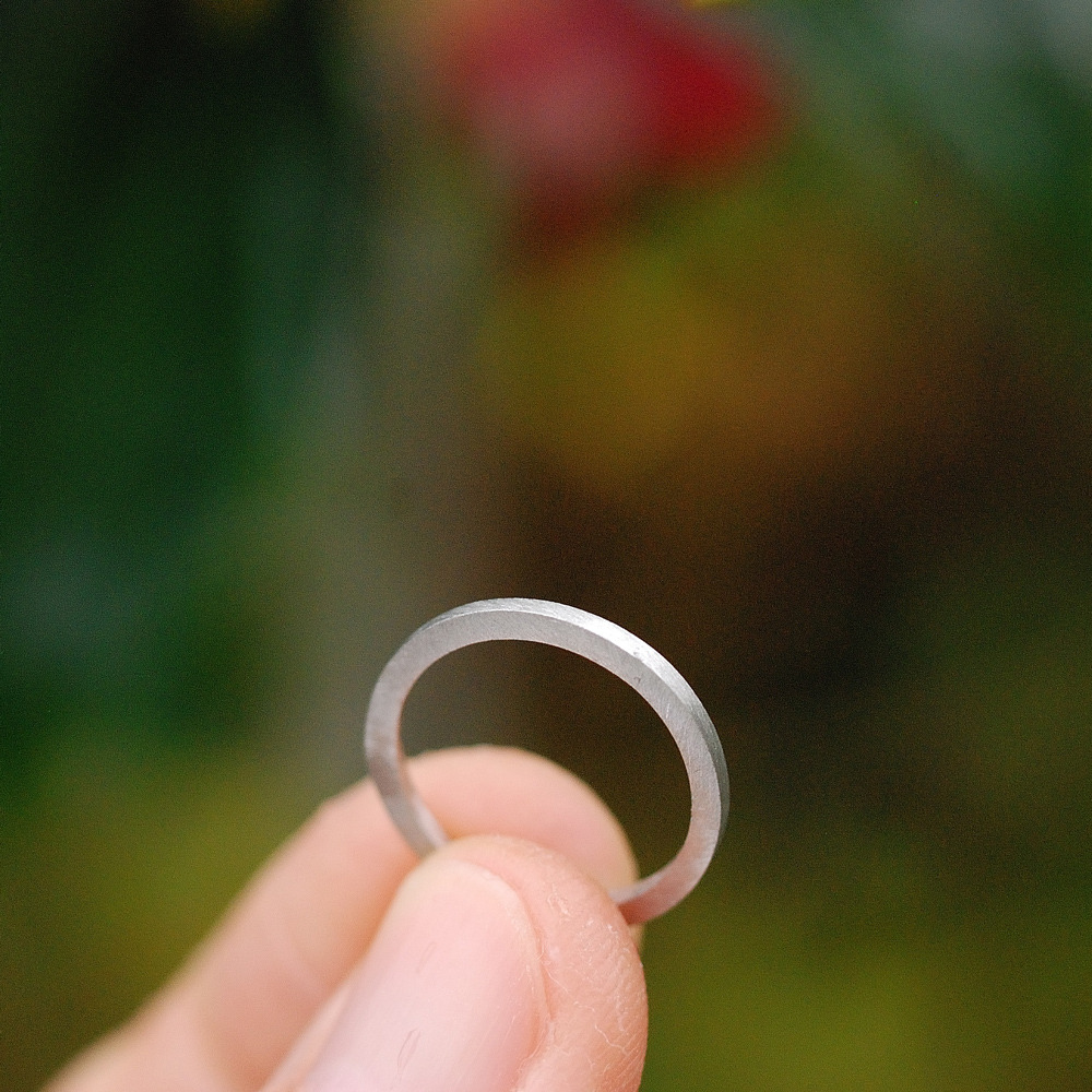 オーダーメイドマリッジリング　制作過程　屋久島の緑バック　プラチナ　屋久島で作る結婚指輪