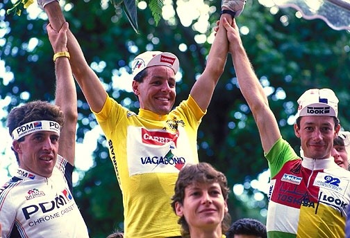 ‪Tour de Francia'87: 25a Etapa: Creteil - París (192 km) Esto se acabó! Ganó el Tour'87 Stephen Roche (Carrera), 2 Delgado (PDM) #d260787 ‬