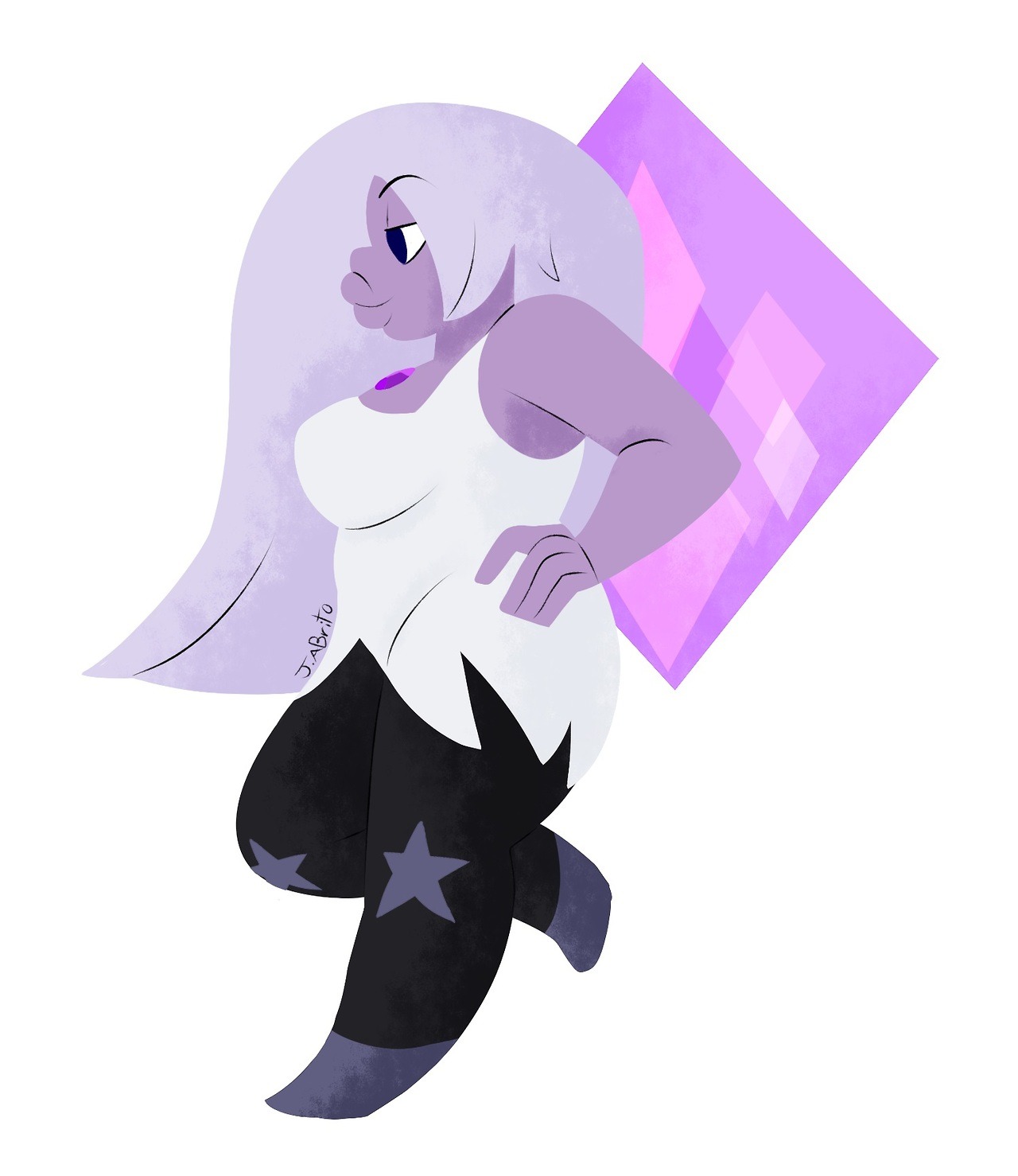 I got in the mood to draw Amethyst with NO OUTLINES XD