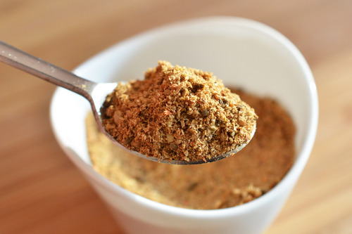 A spoonful of tabil spice blend.