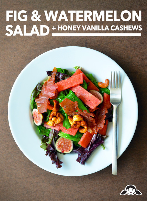 A plate of paleo fig and watermelon salad.