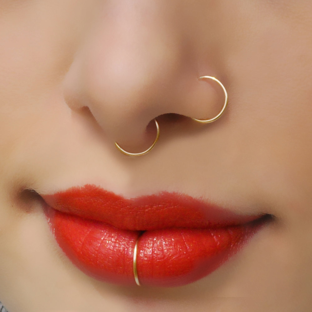 piercings, nose, lips