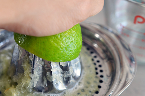 Juicing a lime.