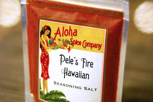 A bag of Aloha Spice Company's Pele's Fire Hawaiian Seasoning Salt blend.