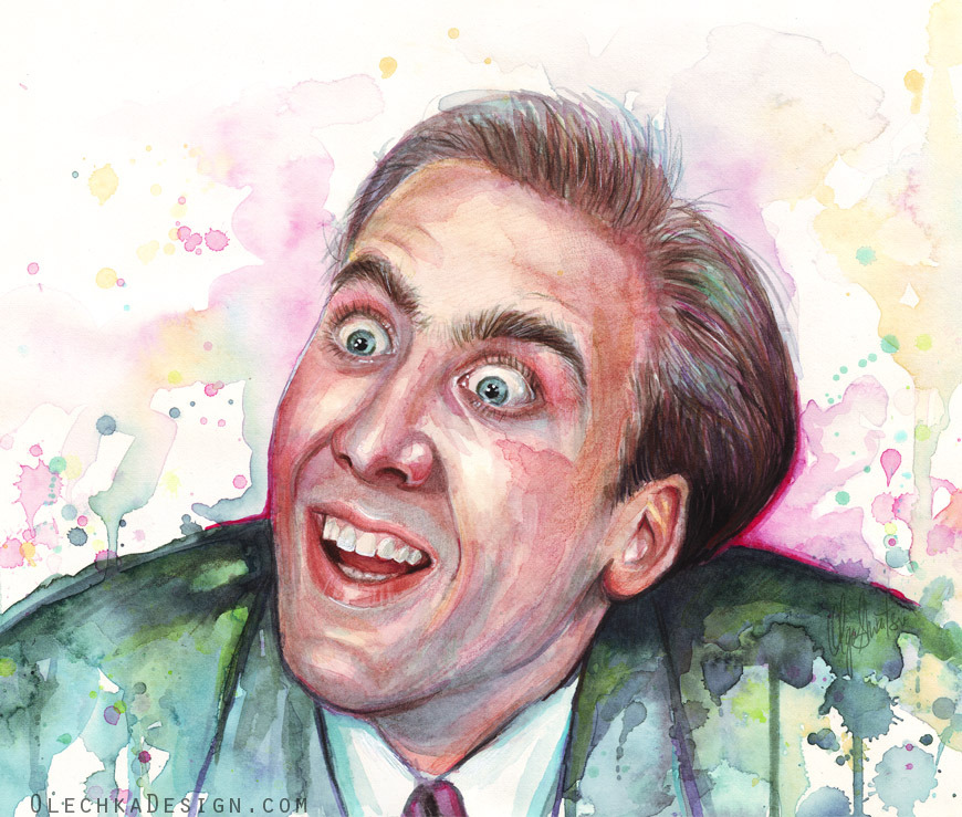 Nicolas Cage watercolor (“You Don’t Say” meme) Signed Prints | Society6 | RedBubble | Facebook | Instagram