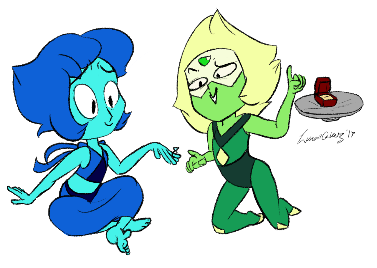 Peridot and Lapis watched too much camp pining hearts and are now roleplaying. lol