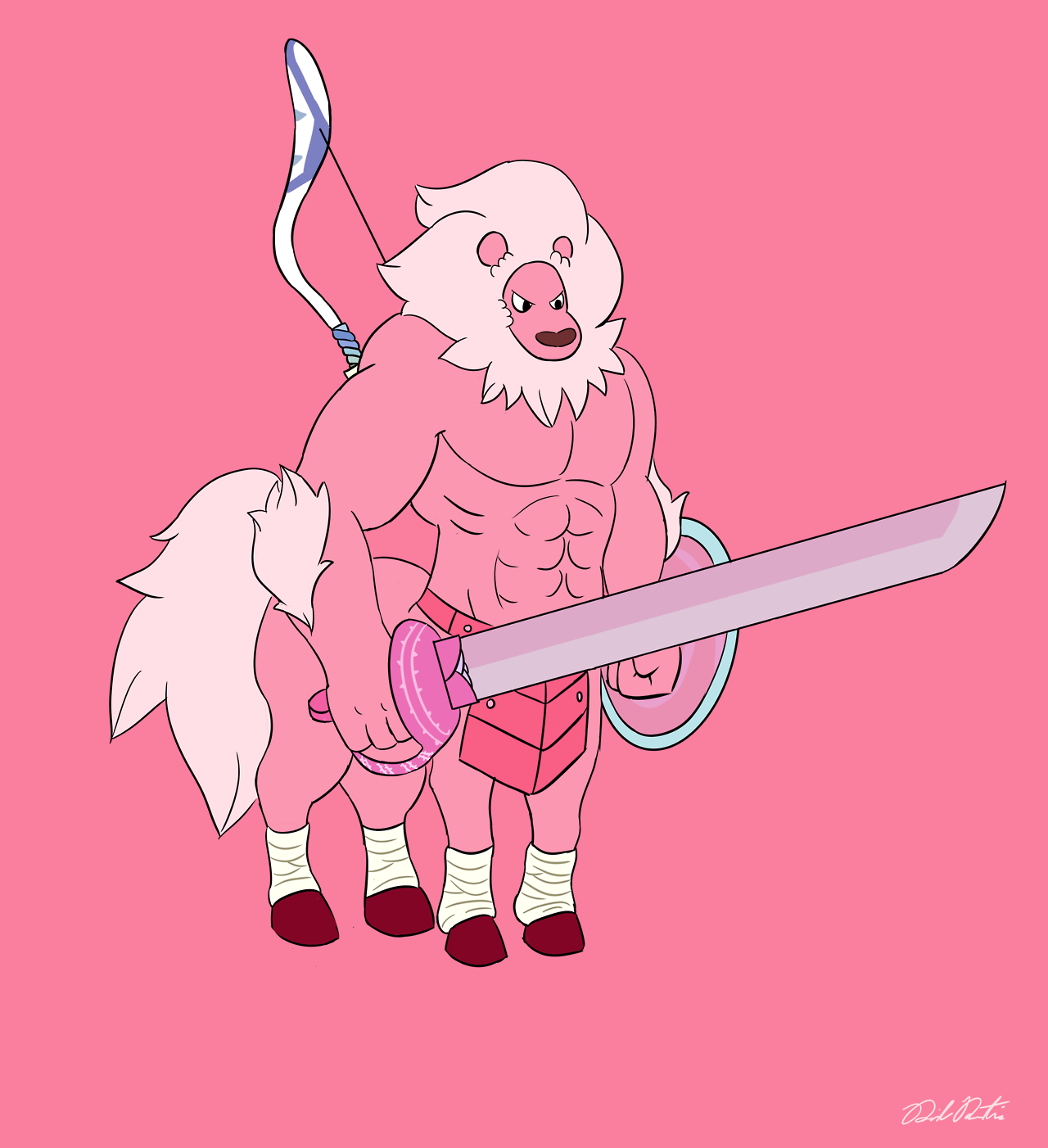 It’s a pink maned Lynel…Lion-el? A piece I had been working on for a while now, and I am really happy how it turned out. Adding the bow really helped it come together, I hope yall like it.