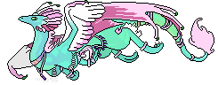 A pixel adoptable of an Aqua/Rose Skydancer from Wind flight. She is wearing pearly jewellery and pink arm silks.