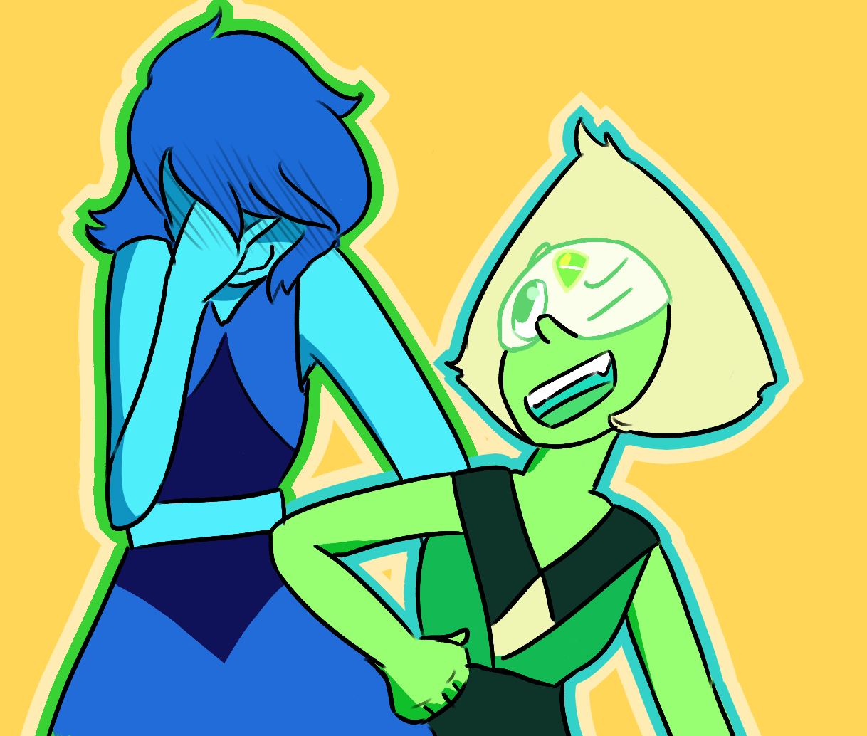 Lapis “I did not teach her that” Lazuli and Little Green “I cheer up friends by shouting innuendos” Goblin (ie Peridot)