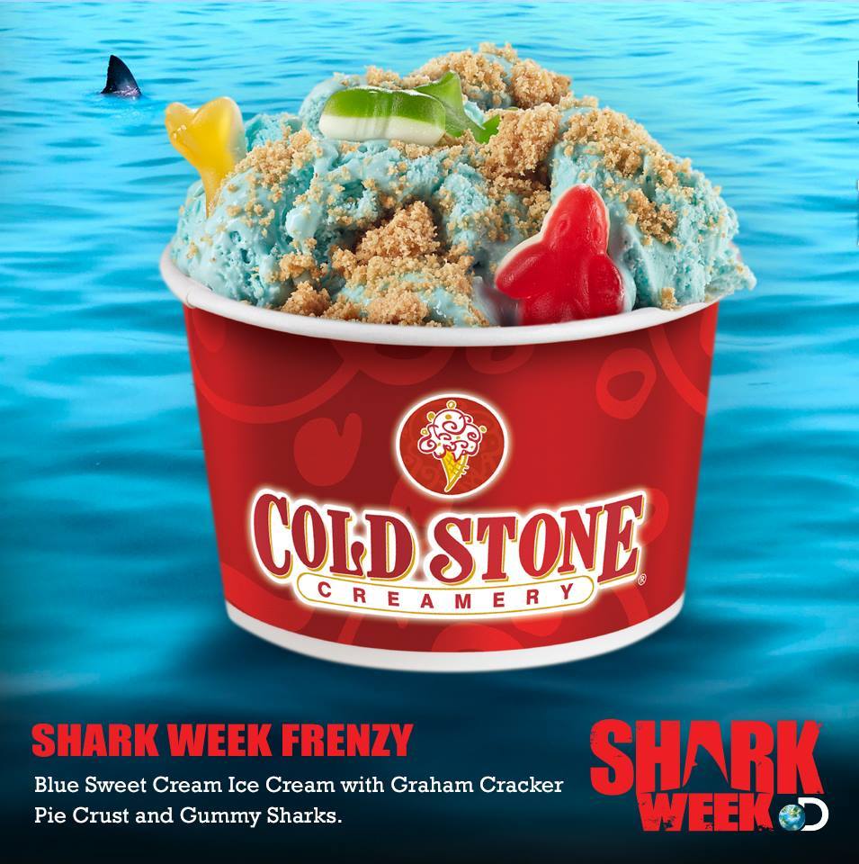 Shark Week is officially a week away, and Cold Stone has a new ice cream dedicated to it. I’m dying.
Essentially, who’s willing to go eat some gummy shark ice cream with me??