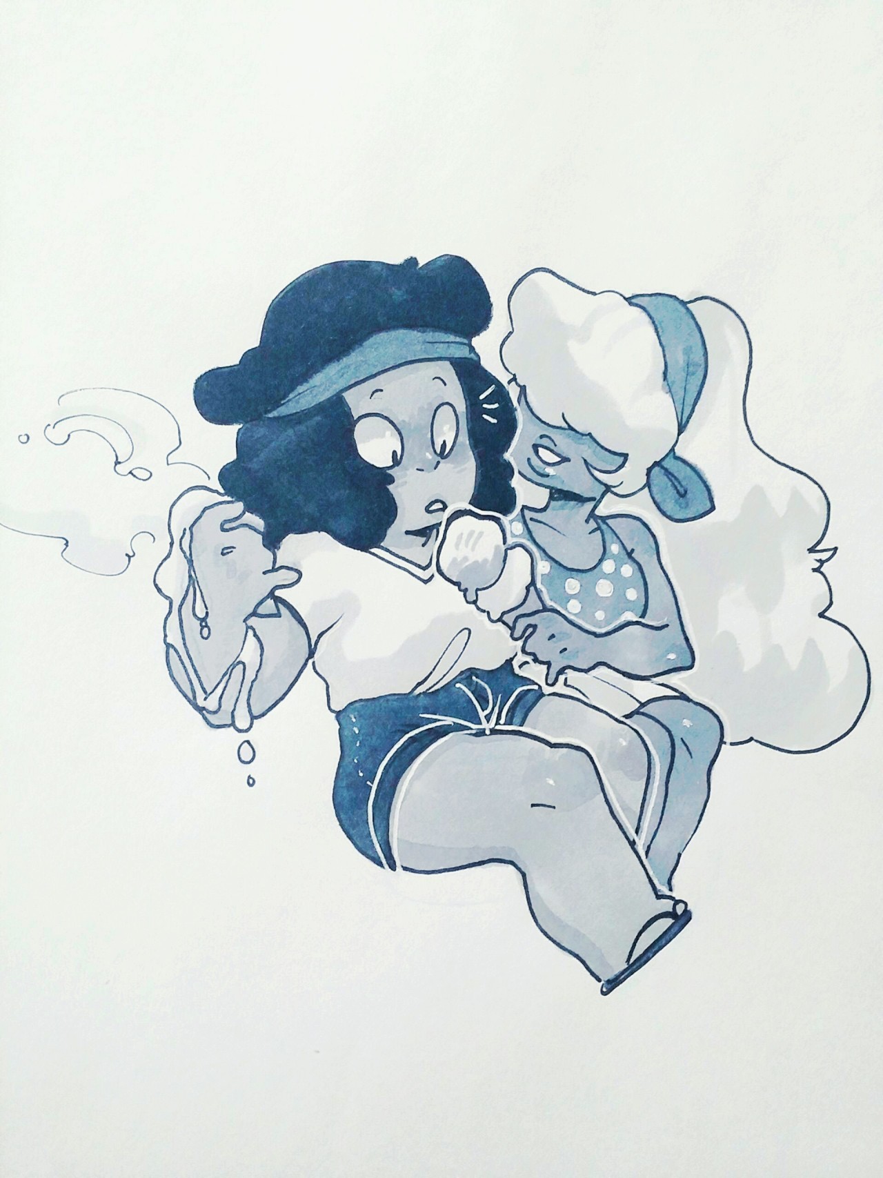 Anonymous said: Could you do a doodle of ruby and sapphire Answer: MY OTP