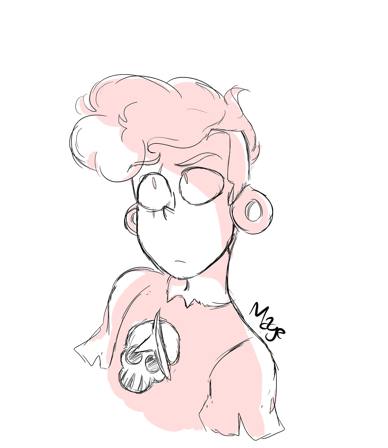 Doodles of the pink boi He kinda just came out looking upset in the second one, whoops
