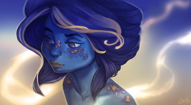 “Hey! Just wanted to share a little redesign, of sorts, of Lapis I made! I referenced a real cool lapis lazuli gemstone for her freckle patterns. Hope you like it, bro! >. submitted by @jaiette ” how...