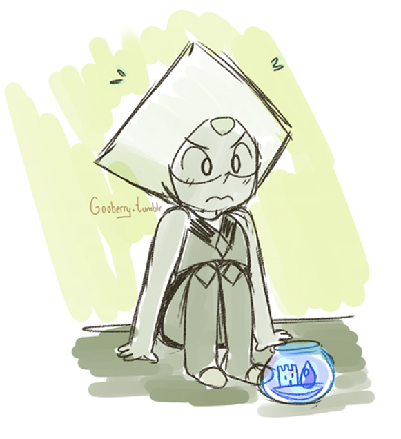 so Lauren draw Peri taking care of lapis (gemform) in a fish tank and that´s adorable!!! She also had sand and a castle for lapis. So yeah, that´s the inspiration for this doodles