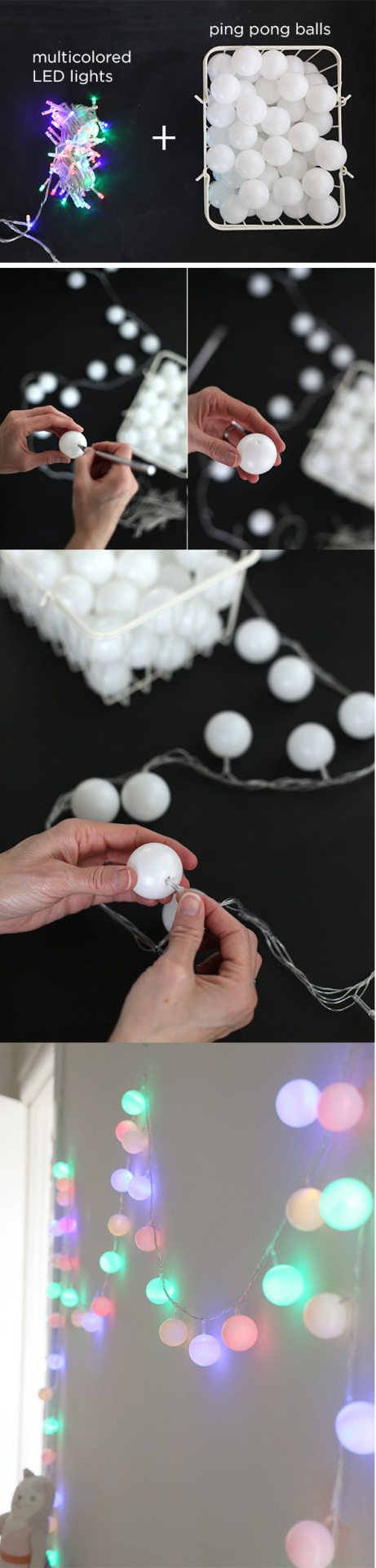 luces para decorar tu habitación - pelotas ping pong