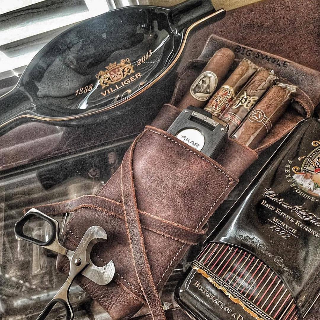Legendary Saxon leather cigar carrier. Sweet pic from a year and a half ago from @bigswole1982 . Check him out on @foodnetwork 🍖🍤 #madeinusa ⚒ #veteranmade #ruggedluxury #originaldesign #cigar #cigars #nowsmoking #legendarysaxon...