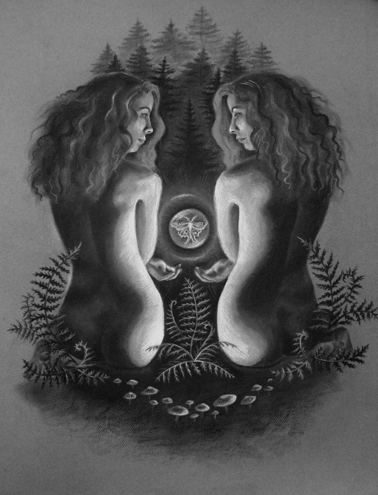 double self portrait in charcoal by Dayna Walton :-)) prints available here x