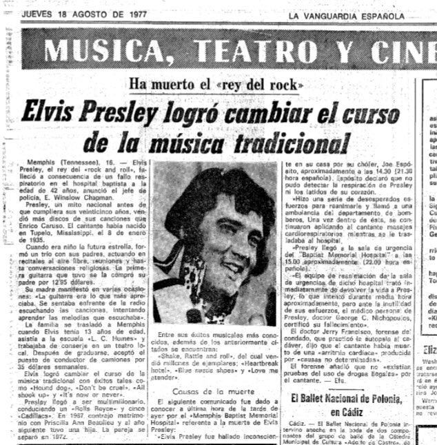 ‪Hace 10 años, la noticia de la muerte de Elvis Presley nos pilló a todos por sorpresa #d160887 ‬