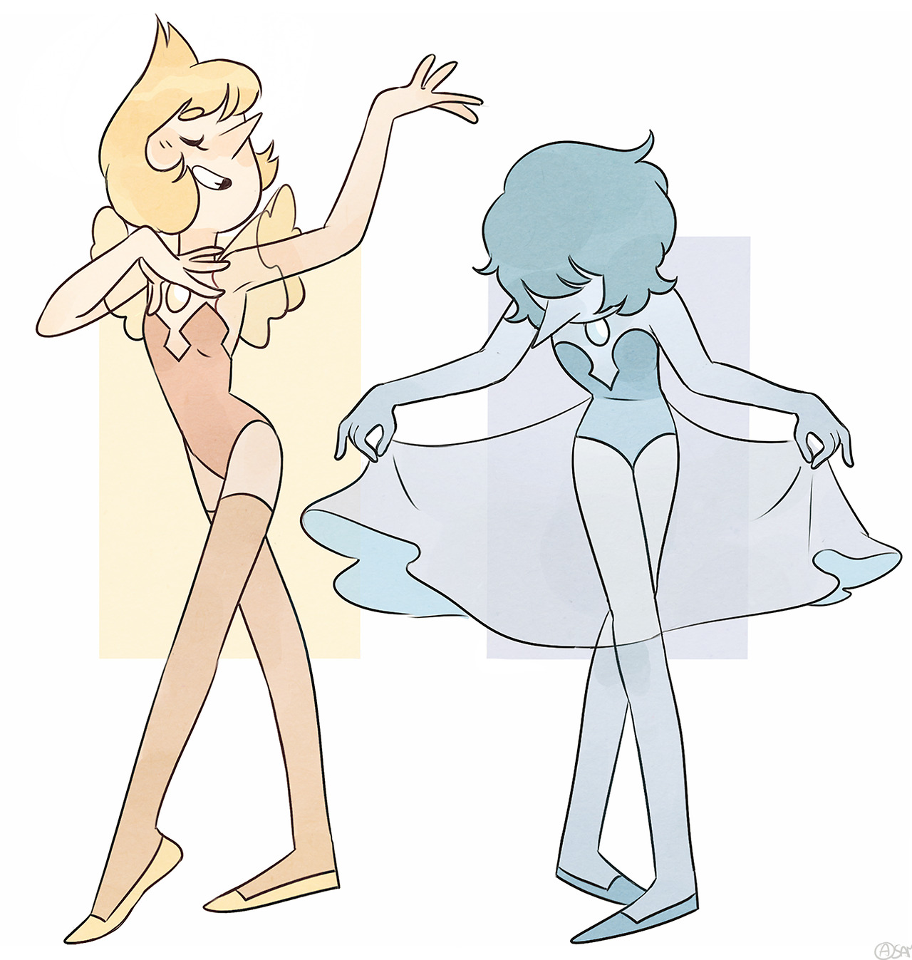 Yellow and Blue pearl! The pose are inspired to their apparitions in “the trial”.