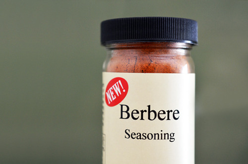 A glass bottle of berbere seasoning.