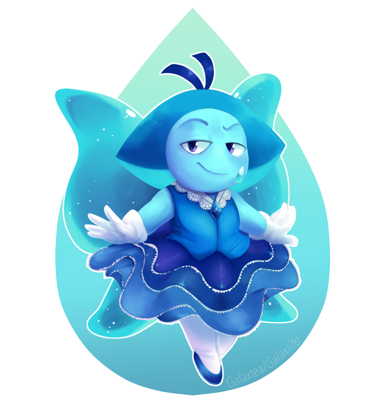 Anonymous said: Hi!!! You're art is so pretty so i wanted to ask if its too much trouble, can you please draw Aquamarine in a cute and frilly dress? Thanks in advance Answer: thank you so much! i hope...