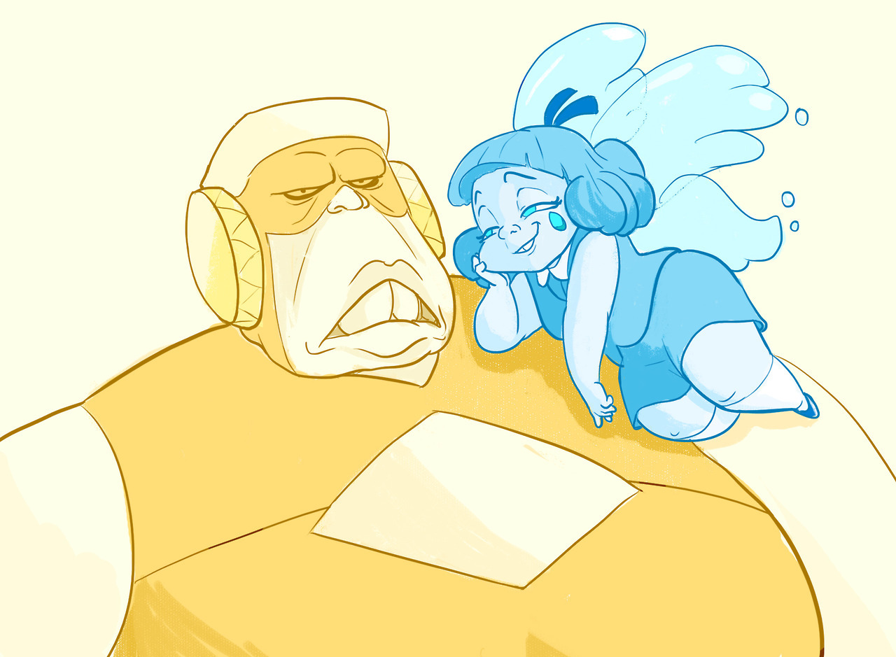 Steven Universe’s duo of Aquamarine and Topaz immediately made me think of this….now I want to see that movie again.