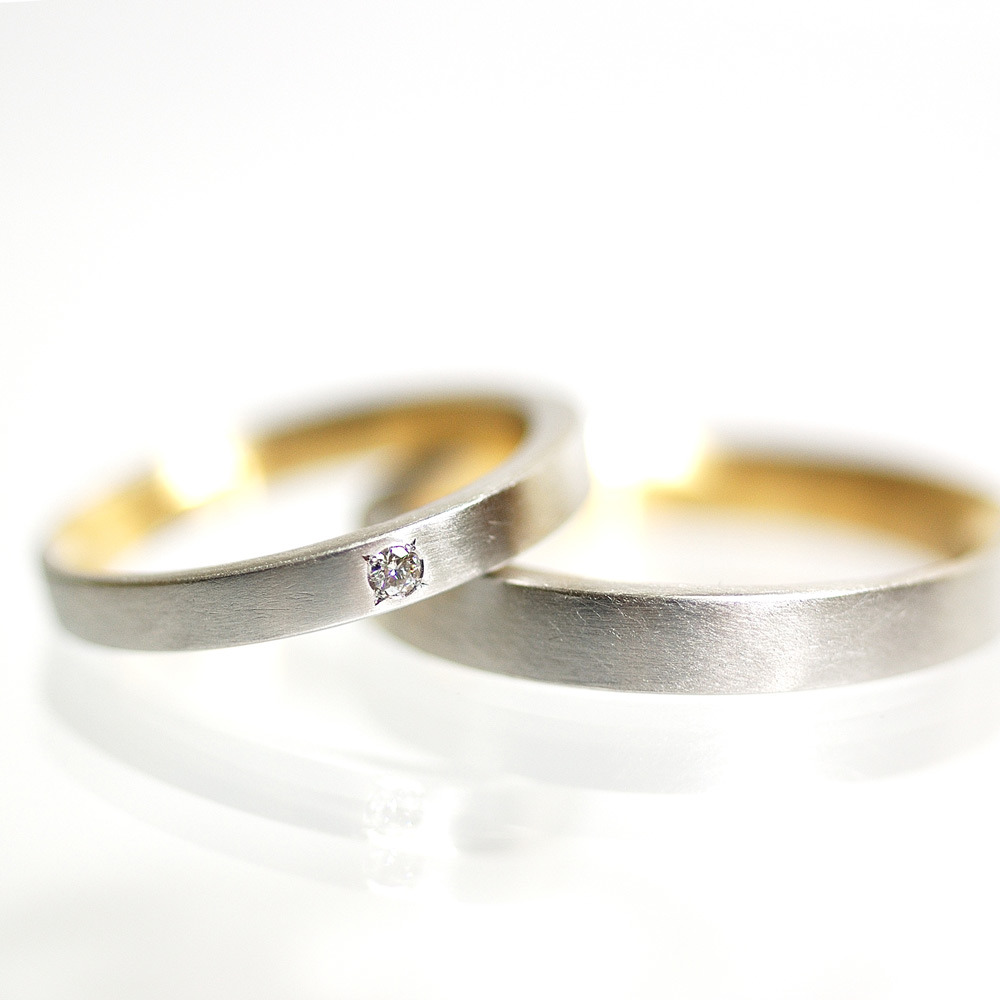 白バック　屋久島で作る結婚指輪　プラチナ　ゴールド　ダイヤモンド