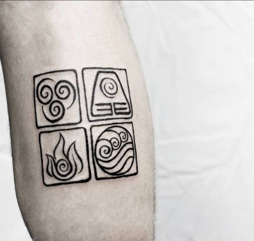 Tattoo tagged with: calf, small, line art, little, tiny, tv series, stellaluo, avatar the last airbender, minimalist