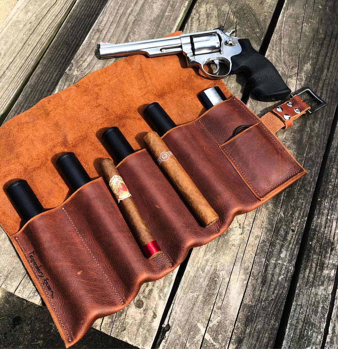 Legendary Saxon Cigar Bandolier ™ ���� heading to a brother in #Mexico. Thick, premium leather. 4 hard plastic, vacuum sealed cigar tubes, and one sleeve for lighter/cutter. Rolls up and secures by a sturdy buckled strap. Custom heat branding...