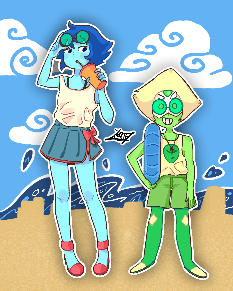 Lapis and Peri at the beach i think