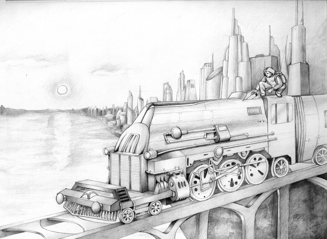Futuristic Heist. Drawn with pencil. Follow my art at btomashek.tumblr.com