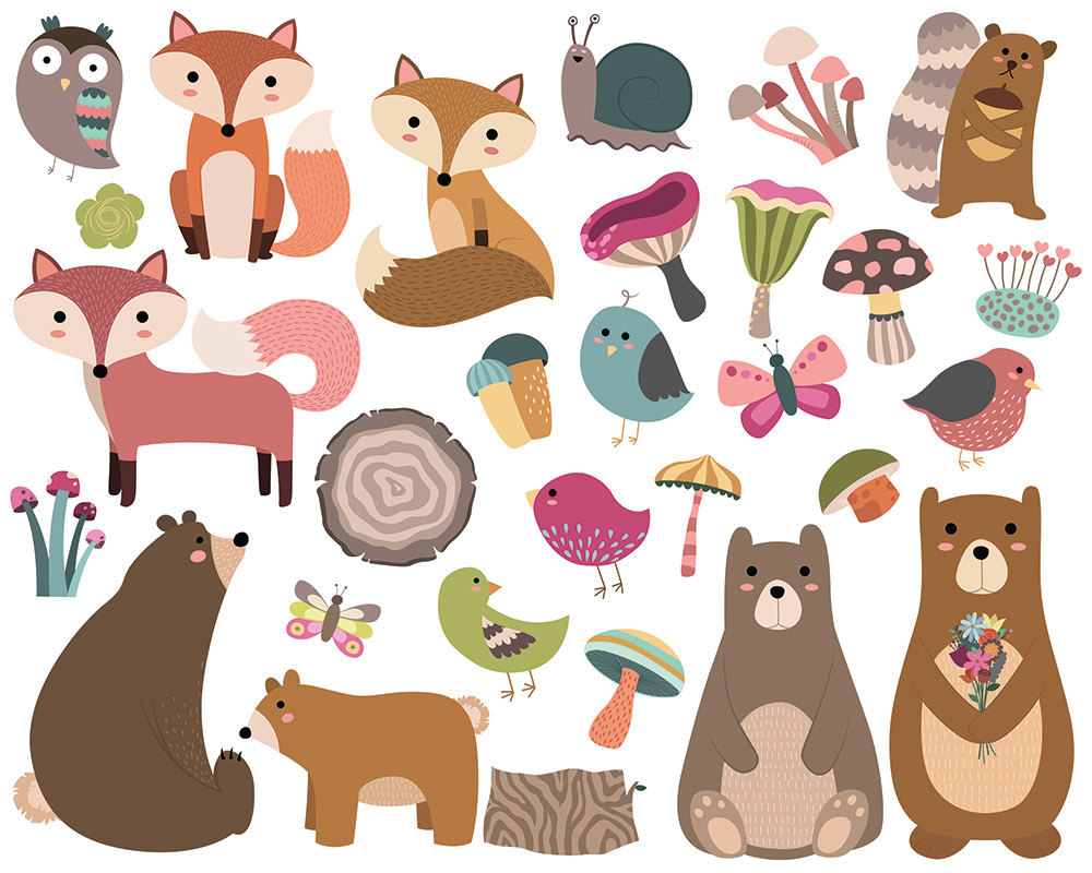 when i call — Woodland Forest Animals Clipart - Set of 29 ...