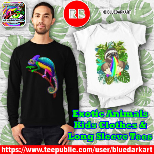 Exotic  Animals Kids Clothes & Long Sleeve tshirts Designs © BluedarkArt TheChameleonArt
