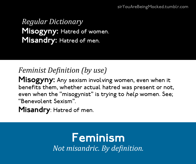 SYABM — Regular Dictionary Misogyny: Hatred of women....