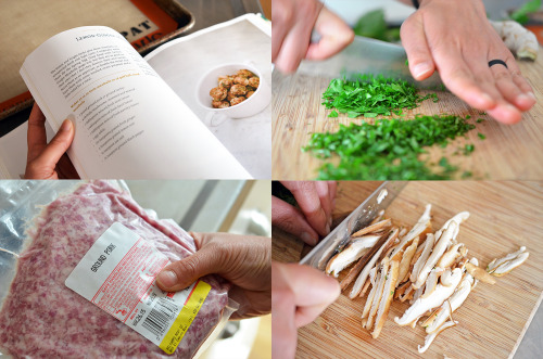 A collage of the cooking steps to make Lemon Ginger Meatballs.