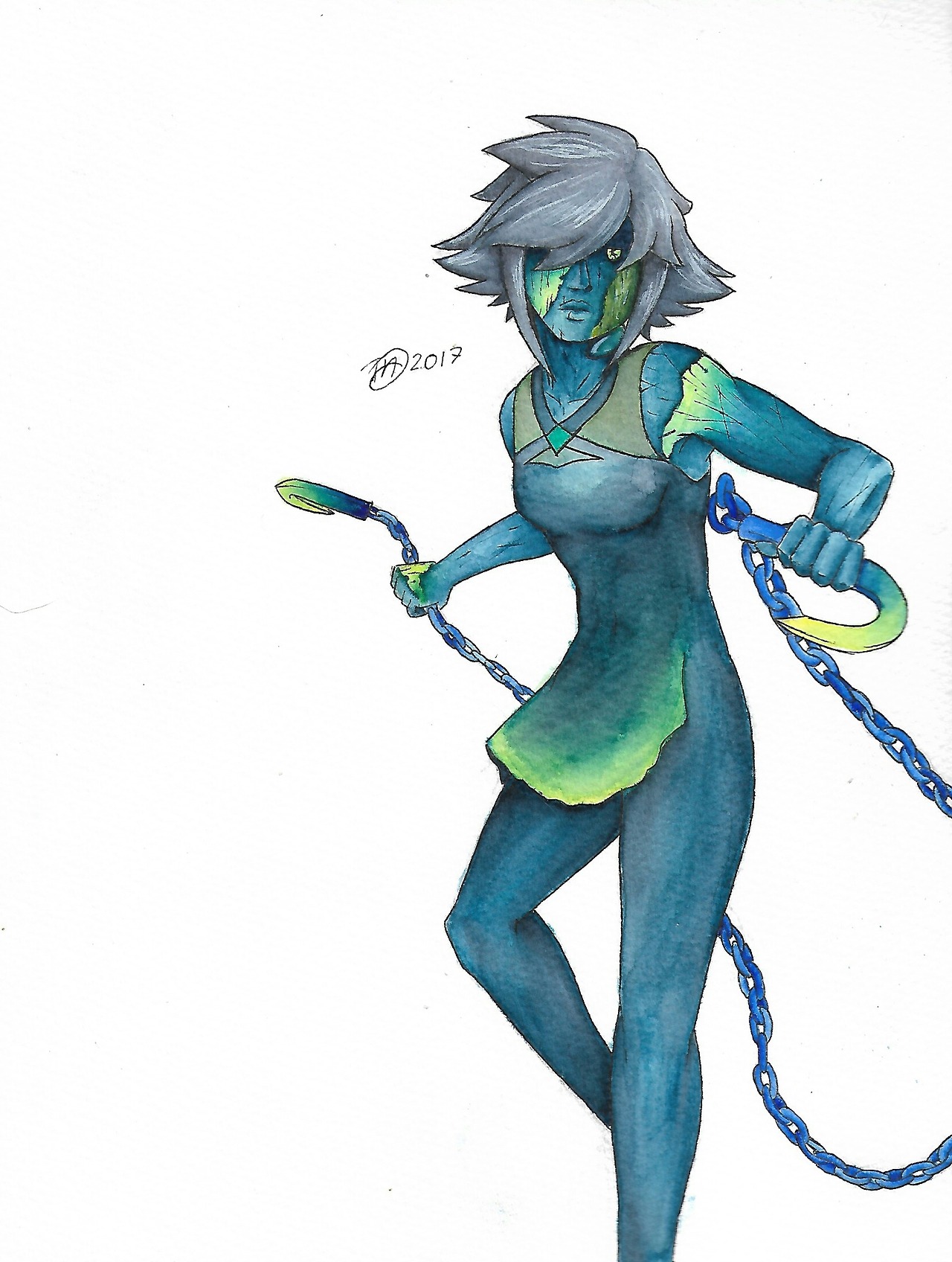 I bought a gorgeous piece of labradorite and I fell in love with it so I had to make a gemsona for it Didn’t turn out exactly how id like but EH