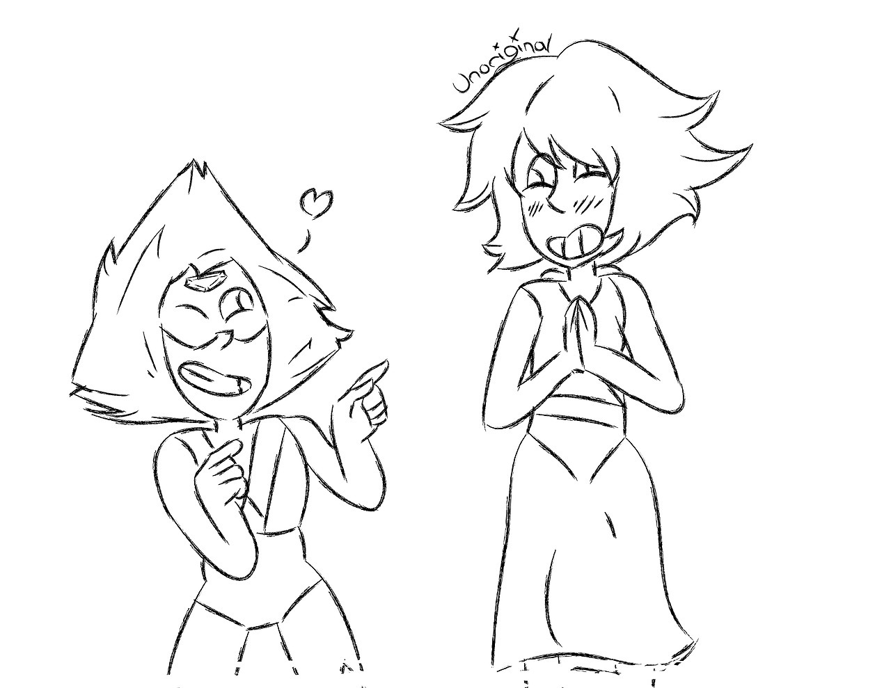 Today’s requested drawing: Lapidot. It seems a lot of people, including myself, really like Lapis and Peri. Knowing me, ill most likely touch up the sketch and color it tomorrow. Requested by @rugphan