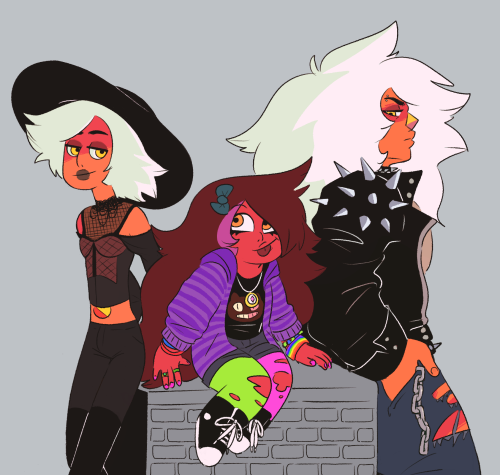 jaspurr said: humble request: punk rock jasper wearing lots of spikes. optional: skinny is a goth and carnelian is scene. Answer: A++ request omfg