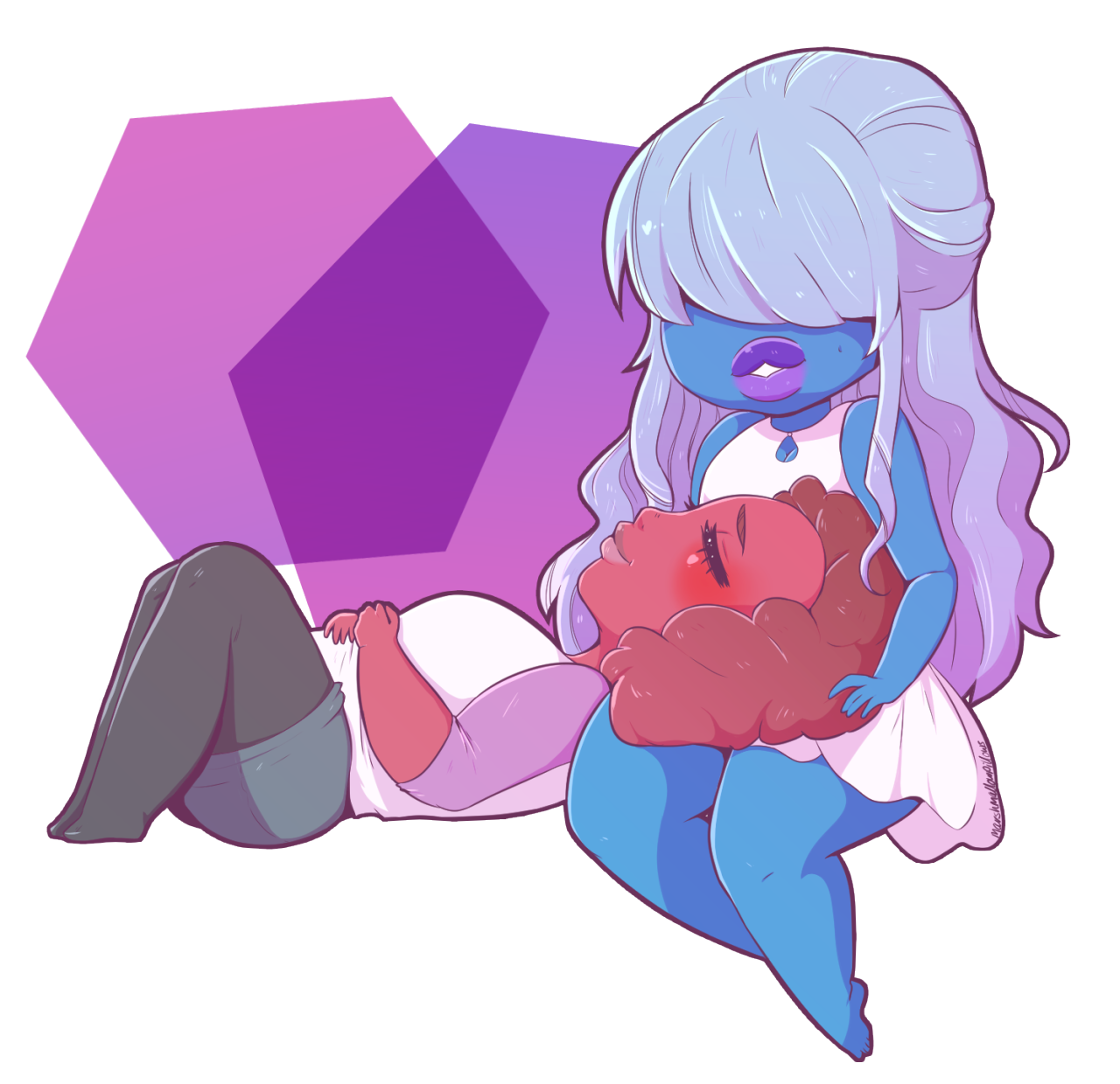 sansmatty said: Ruby and Sapphire cuddly!! (From Steven universe) Answer: