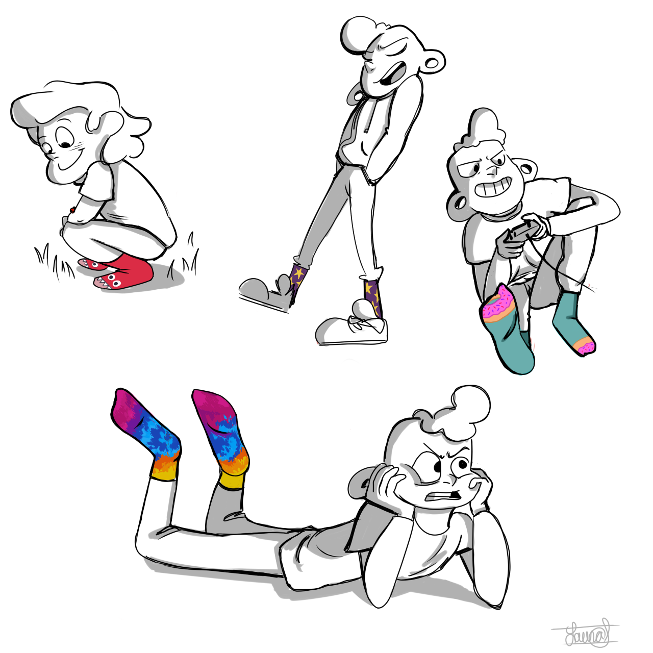So i was rewatching “The New Lars”, and i noticed his mom had on these colorful socks. And she was talking about how she got him the heart shaped plugs, right? Anyway, what i’m trying to say is that...